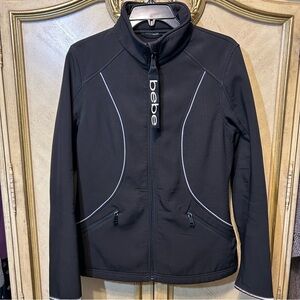 Bebe Sport Black & White Logo Zip Front Athletic  Jacket